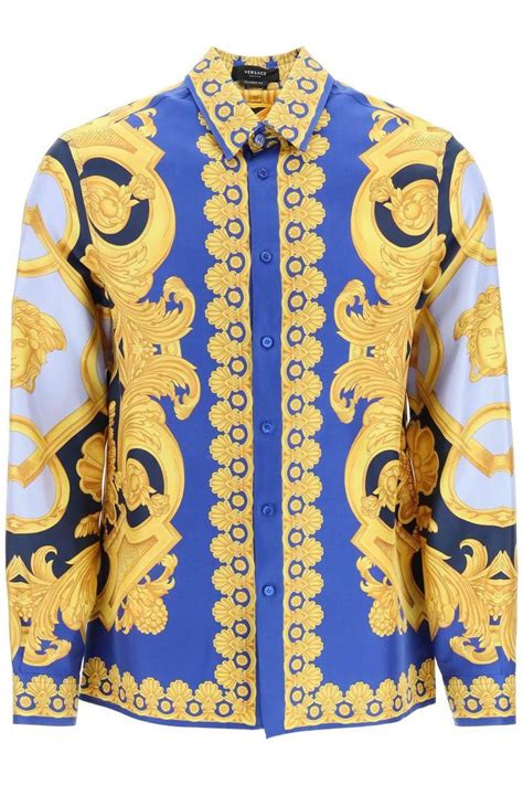 versace lion button down mens|Versace barocco shirts.